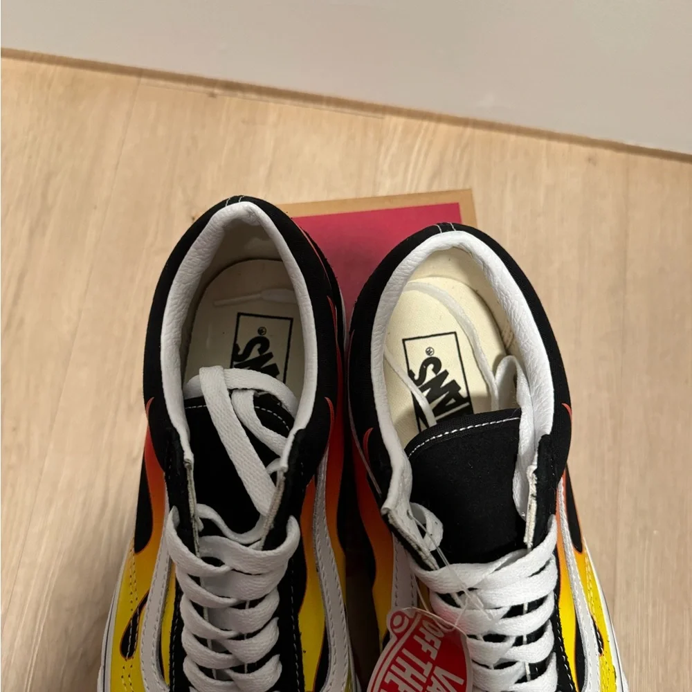 Vans Black and Yellow Flame Design Sneakers - Picture 3 of 4